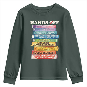 Hands Off Youth Sweatshirt Social Security And Medicare Protest Colorful Books TS11 Dark Forest Green Print Your Wear