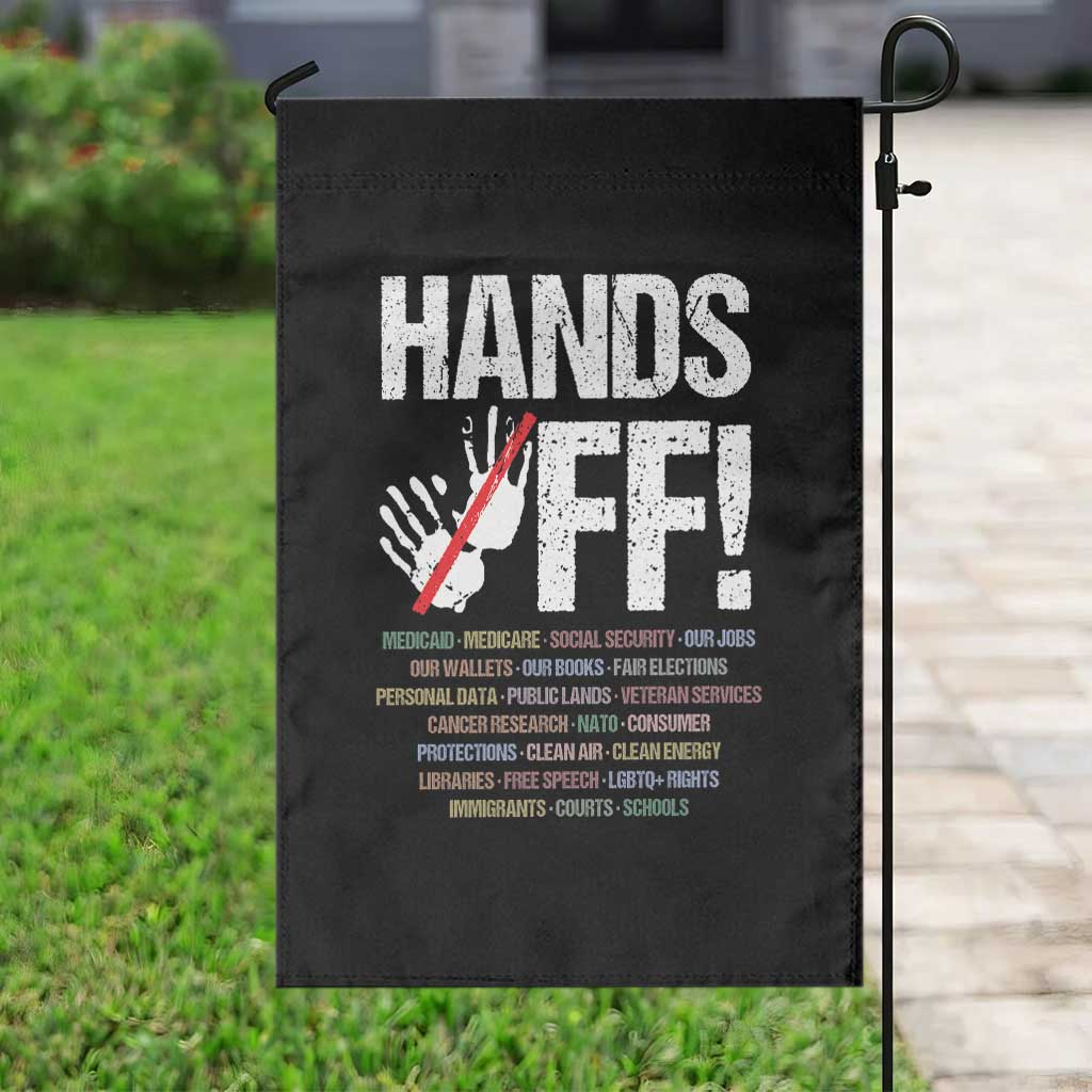 Hands Off Garden Flag Social Security And Medicare Protest Vintage Hand Print TS11 Print Your Wear
