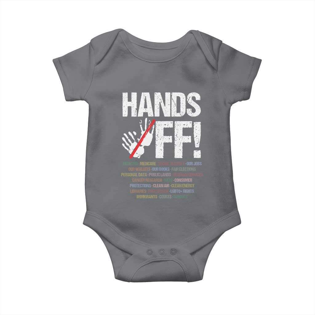 Hands Off Baby Onesie Social Security And Medicare Protest Vintage Hand Print TS11 Charcoal Print Your Wear