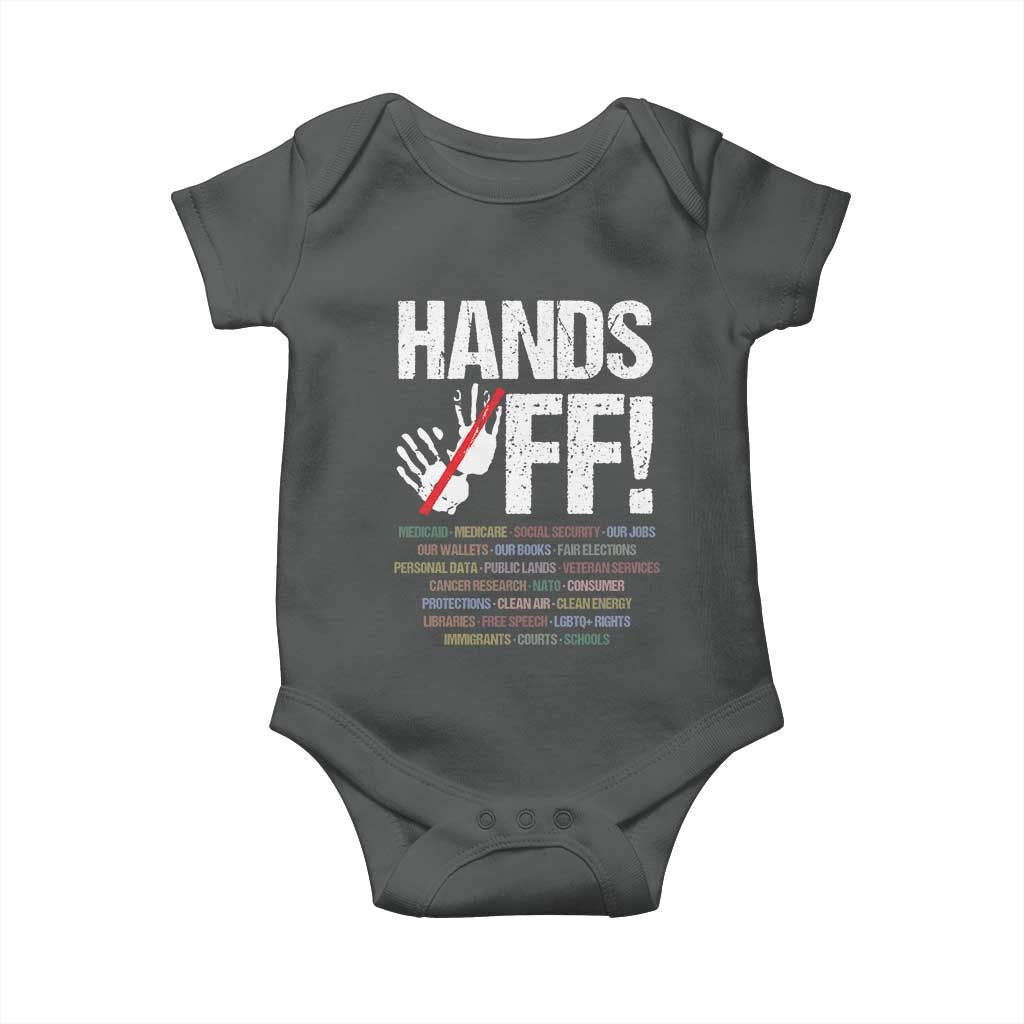 Hands Off Baby Onesie Social Security And Medicare Protest Vintage Hand Print TS11 Dark Heather Print Your Wear