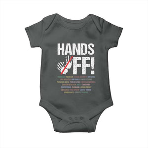 Hands Off Baby Onesie Social Security And Medicare Protest Vintage Hand Print TS11 Dark Heather Print Your Wear