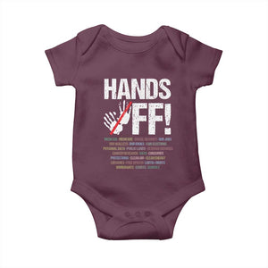Hands Off Baby Onesie Social Security And Medicare Protest Vintage Hand Print TS11 Maroon Print Your Wear