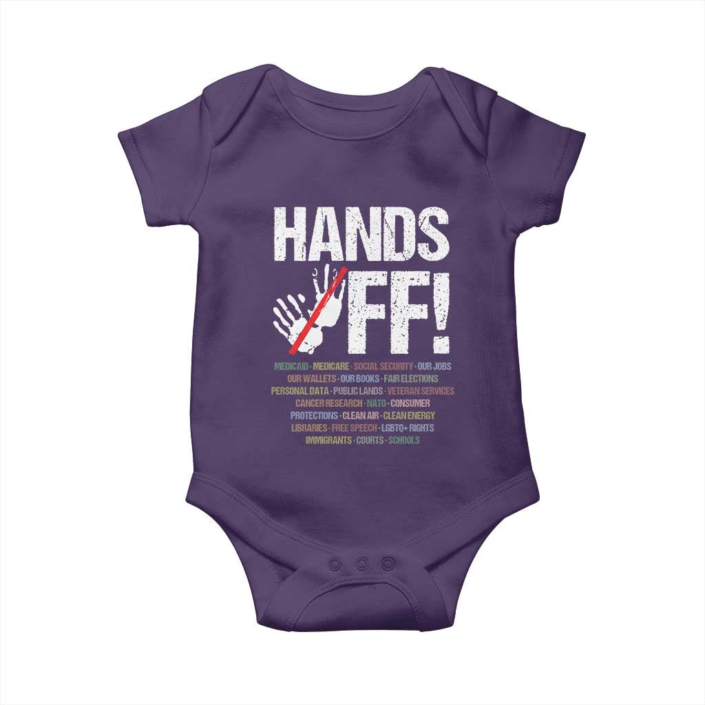 Hands Off Baby Onesie Social Security And Medicare Protest Vintage Hand Print TS11 Purple Print Your Wear