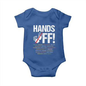 Hands Off Baby Onesie Social Security And Medicare Protest Vintage Hand Print TS11 Royal Blue Print Your Wear