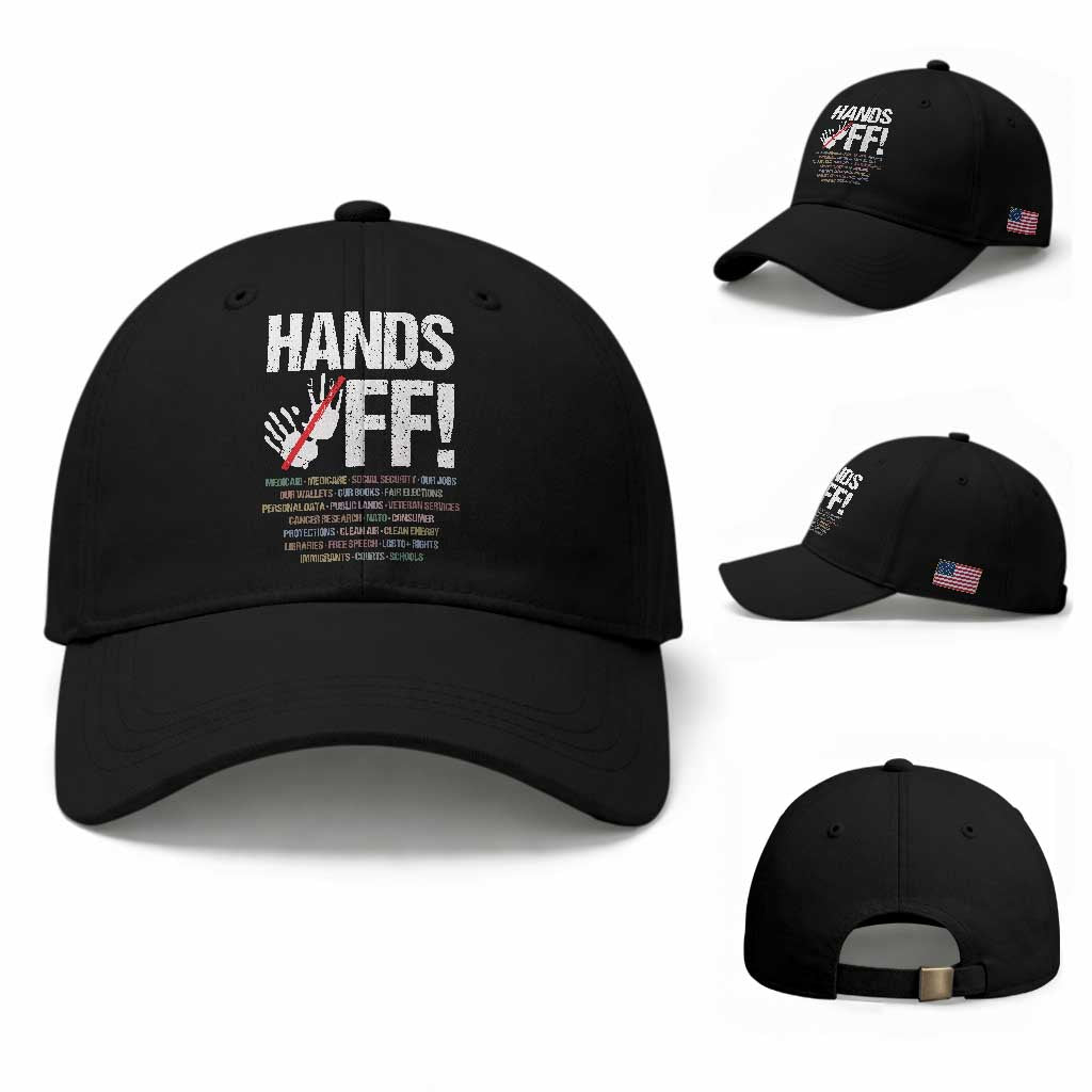 Hands Off Baseball Cap Social Security And Medicare Protest Vintage Hand Print TS11 Baseball Cap Universal Fit Black Print Your Wear