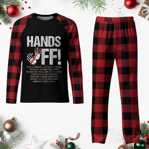 Hands Off Plaid Pajama Set Social Security And Medicare Protest Vintage Hand Print TS11 Buffalo Plaid Print Your Wear
