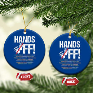 Hands Off Ceramic Ornament Social Security And Medicare Protest Vintage Hand Print TS11 1pc Blue Print Your Wear