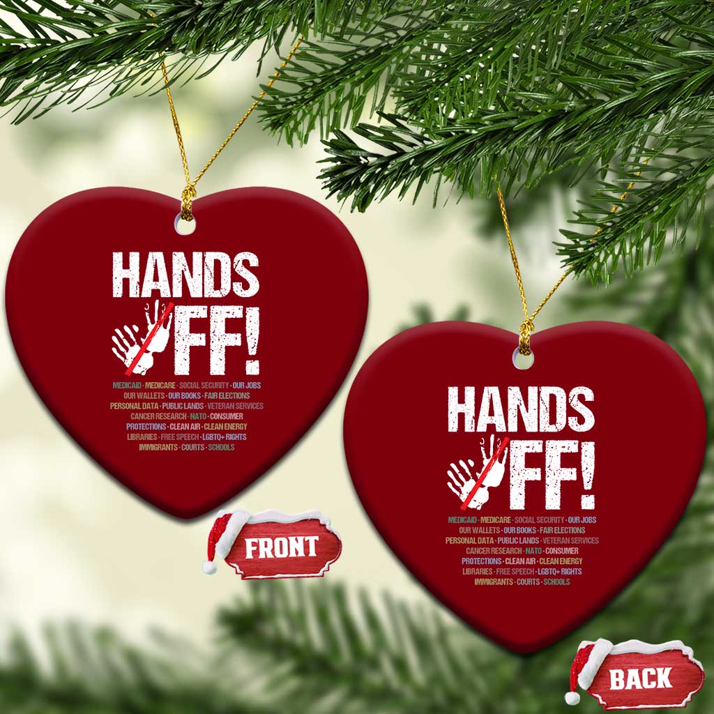 Hands Off Ceramic Ornament Social Security And Medicare Protest Vintage Hand Print TS11 Print Your Wear