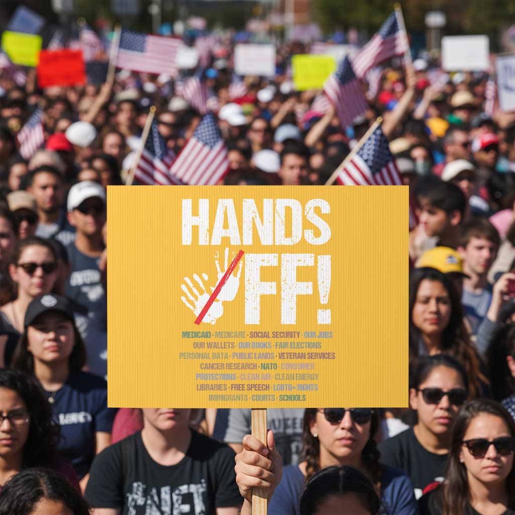 Hands Off Protest Sign Social Security And Medicare Protest Vintage Hand Print TS11 Horizontal 18