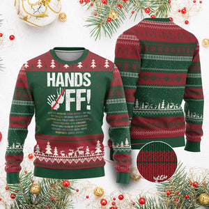 Hands Off Ugly Christmas Sweater Social Security And Medicare Protest Vintage Hand Print TS11 Red Green Print Your Wear