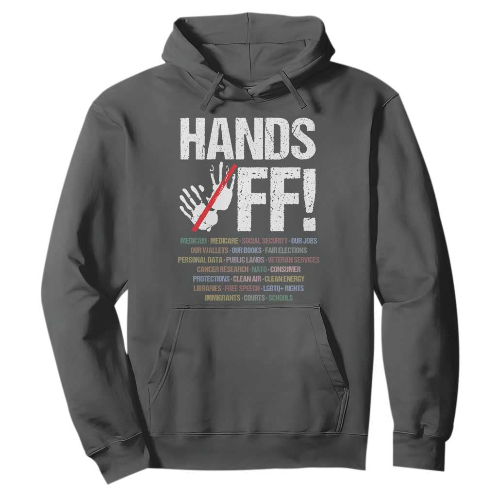 Hands Off Hoodie Social Security And Medicare Protest Vintage Hand Print TS11 Dark Heather Print Your Wear