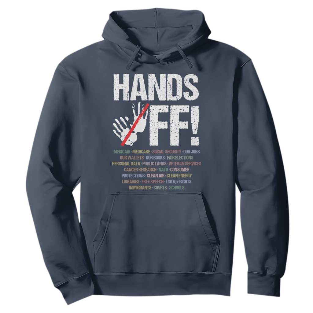 Hands Off Hoodie Social Security And Medicare Protest Vintage Hand Print TS11 Navy Print Your Wear