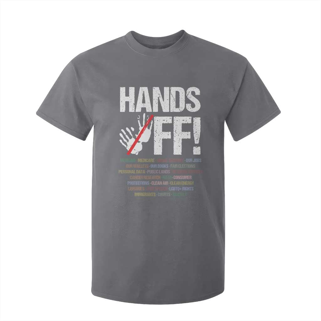 Hands Off T Shirt For Kid Social Security And Medicare Protest Vintage Hand Print TS11 Charcoal Print Your Wear