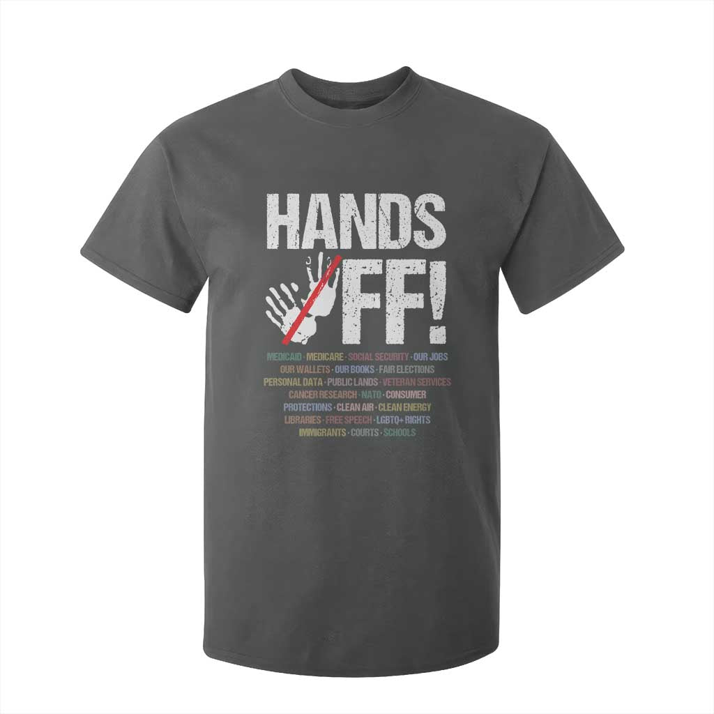 Hands Off T Shirt For Kid Social Security And Medicare Protest Vintage Hand Print TS11 Dark Heather Print Your Wear