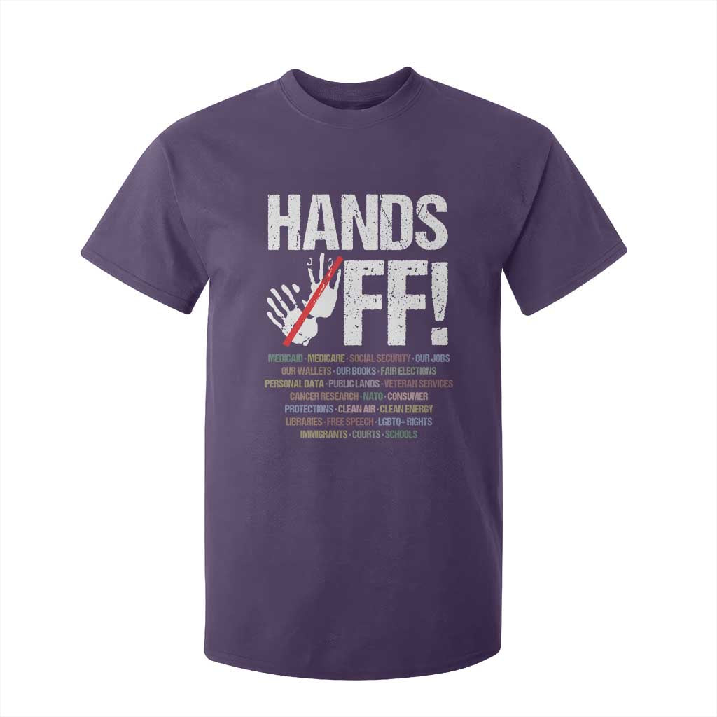 Hands Off T Shirt For Kid Social Security And Medicare Protest Vintage Hand Print TS11 Purple Print Your Wear