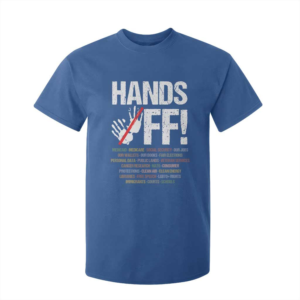 Hands Off T Shirt For Kid Social Security And Medicare Protest Vintage Hand Print TS11 Royal Blue Print Your Wear