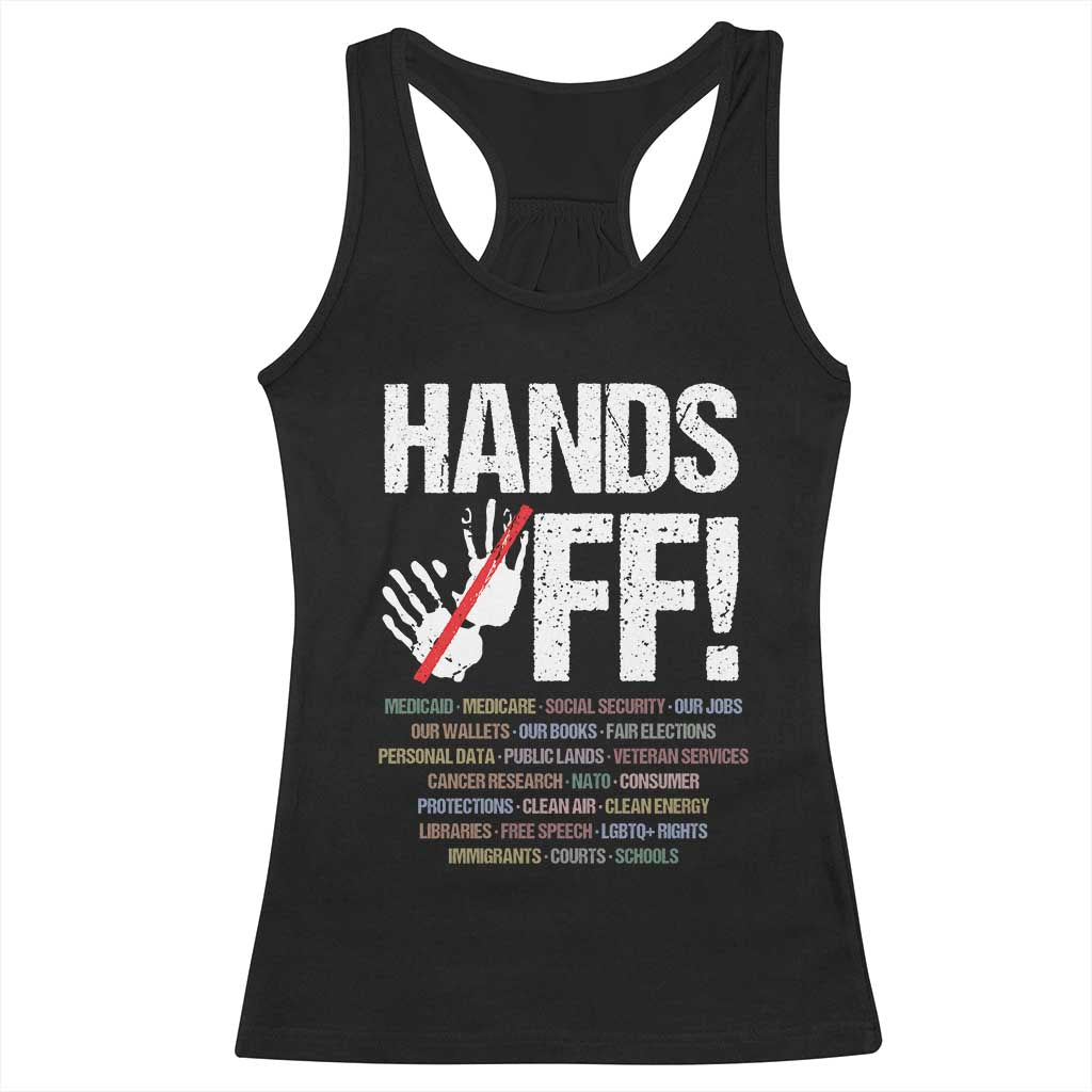 Hands Off Racerback Tank Top Social Security And Medicare Protest Vintage Hand Print TS11 Black Print Your Wear