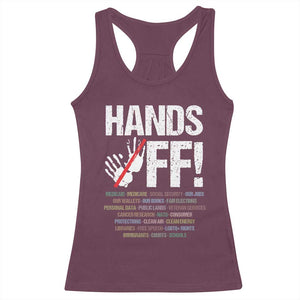 Hands Off Racerback Tank Top Social Security And Medicare Protest Vintage Hand Print TS11 Maroon Print Your Wear