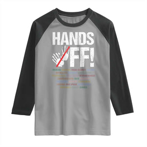 Hands Off Raglan Shirt Social Security And Medicare Protest Vintage Hand Print TS11 Sport Gray Black Print Your Wear