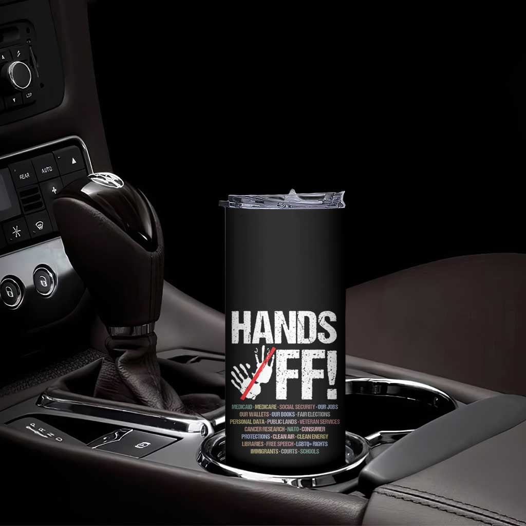 Hands Off Skinny Tumbler Social Security And Medicare Protest Vintage Hand Print TS11 Print Your Wear