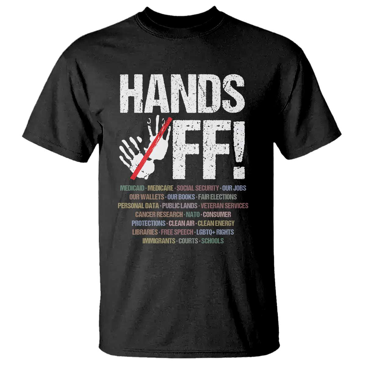 Hands Off T Shirt Social Security And Medicare Protest Vintage Hand Print TS11 Black Print Your Wear