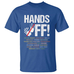 Hands Off T Shirt Social Security And Medicare Protest Vintage Hand Print TS11 Royal Blue Print Your Wear