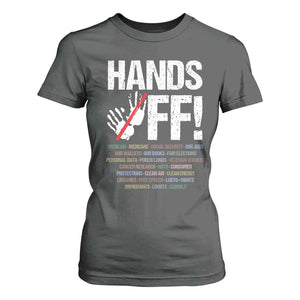 Hands Off T Shirt For Women Social Security And Medicare Protest Vintage Hand Print TS11 Dark Heather Print Your Wear