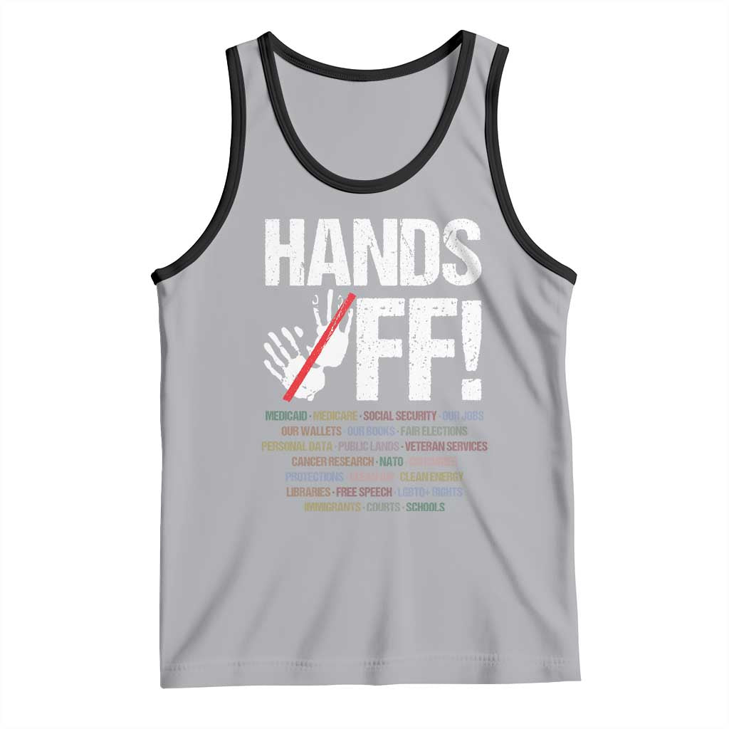 Hands Off Tank Top Social Security And Medicare Protest Vintage Hand Print TS11 Athletic Heather Black Print Your Wear
