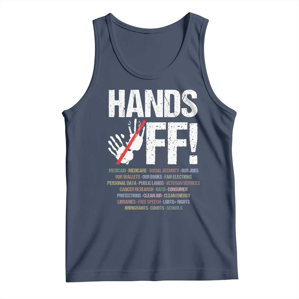 Hands Off Tank Top Social Security And Medicare Protest Vintage Hand Print TS11 Navy Print Your Wear