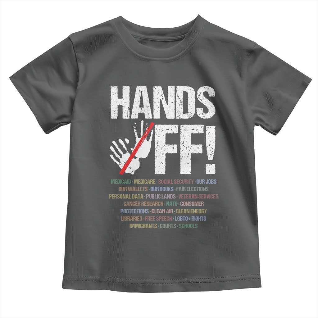 Hands Off Toddler T Shirt Social Security And Medicare Protest Vintage Hand Print TS11 Dark Heather Print Your Wear