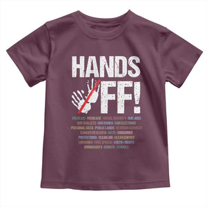 Hands Off Toddler T Shirt Social Security And Medicare Protest Vintage Hand Print TS11 Maroon Print Your Wear
