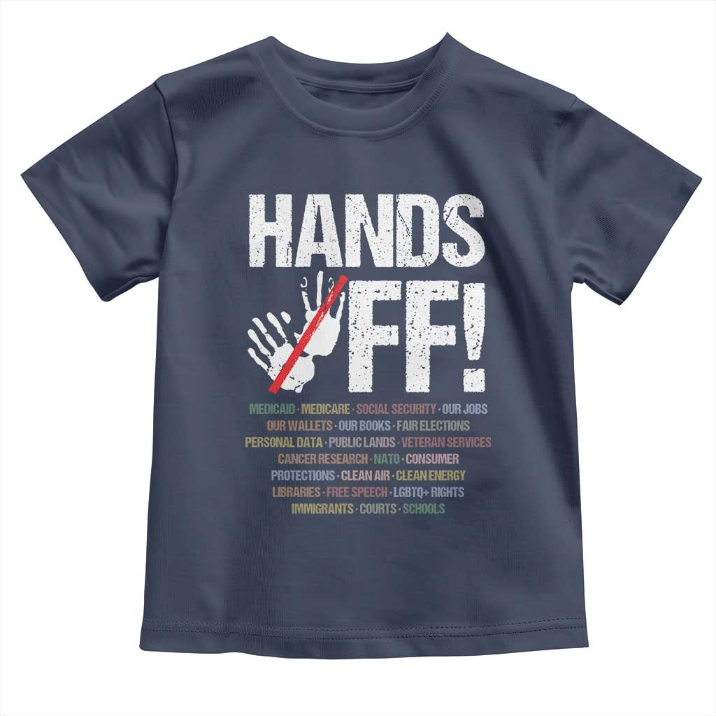 Hands Off Toddler T Shirt Social Security And Medicare Protest Vintage Hand Print TS11 Navy Print Your Wear