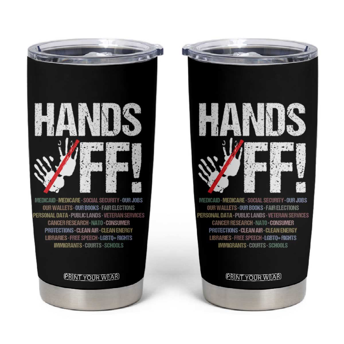 Hands Off Tumbler Cup Social Security And Medicare Protest Vintage Hand Print TS11 Black Print Your Wear