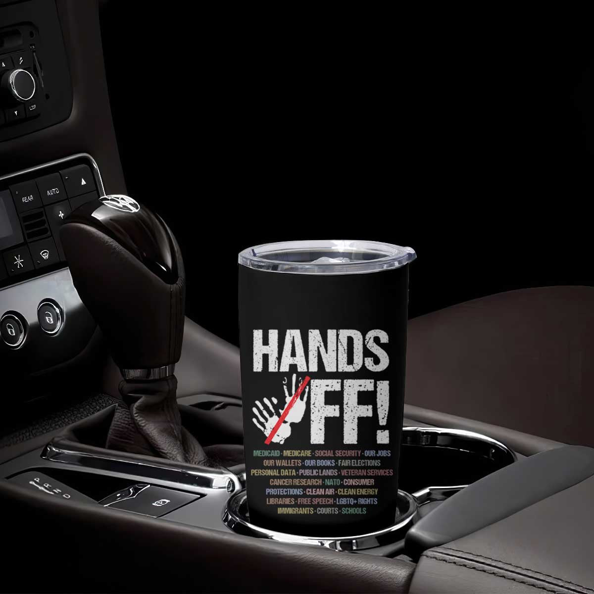 Hands Off Tumbler Cup Social Security And Medicare Protest Vintage Hand Print TS11 Print Your Wear