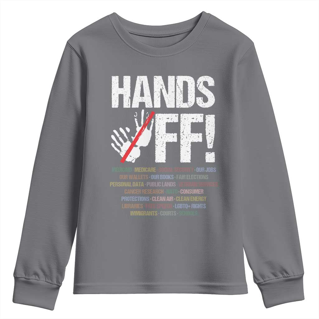 Hands Off Youth Sweatshirt Social Security And Medicare Protest Vintage Hand Print TS11 Charcoal Print Your Wear