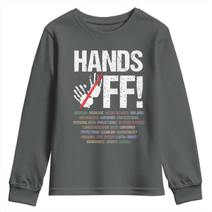 Hands Off Youth Sweatshirt Social Security And Medicare Protest Vintage Hand Print TS11 Dark Heather Print Your Wear
