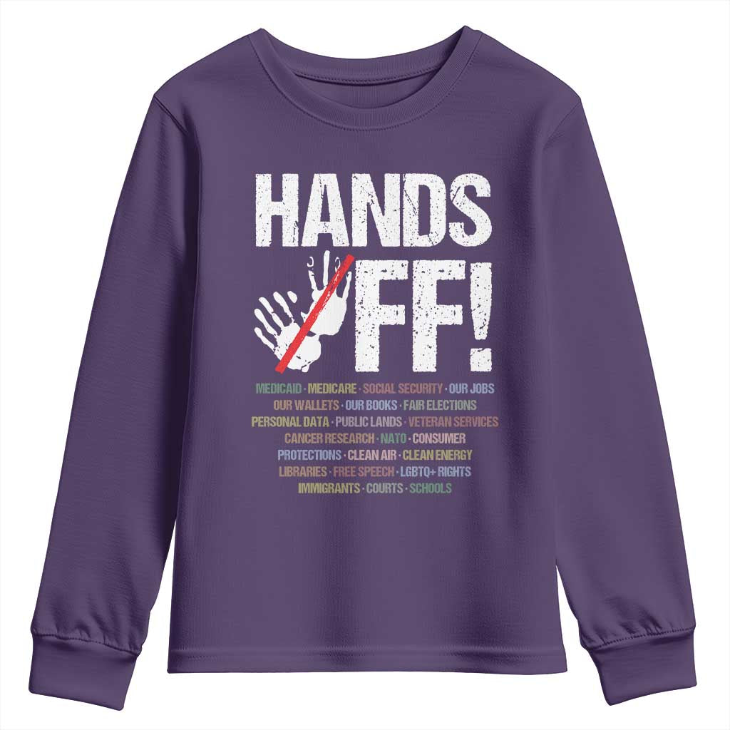 Hands Off Youth Sweatshirt Social Security And Medicare Protest Vintage Hand Print TS11 Purple Print Your Wear