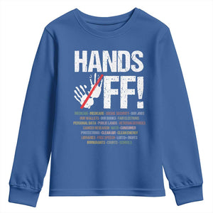 Hands Off Youth Sweatshirt Social Security And Medicare Protest Vintage Hand Print TS11 Royal Blue Print Your Wear