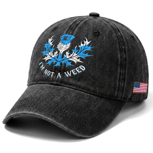 Funny Scottish Thistle I Am Not A Weed Washed Cotton Baseball Cap Scotland Flag TS11 Print Your Wear