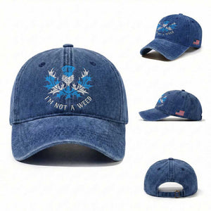 Funny Scottish Thistle I Am Not A Weed Washed Cotton Baseball Cap Scotland Flag TS11 Washed Cap Universal Fit Royal Blue Print Your Wear