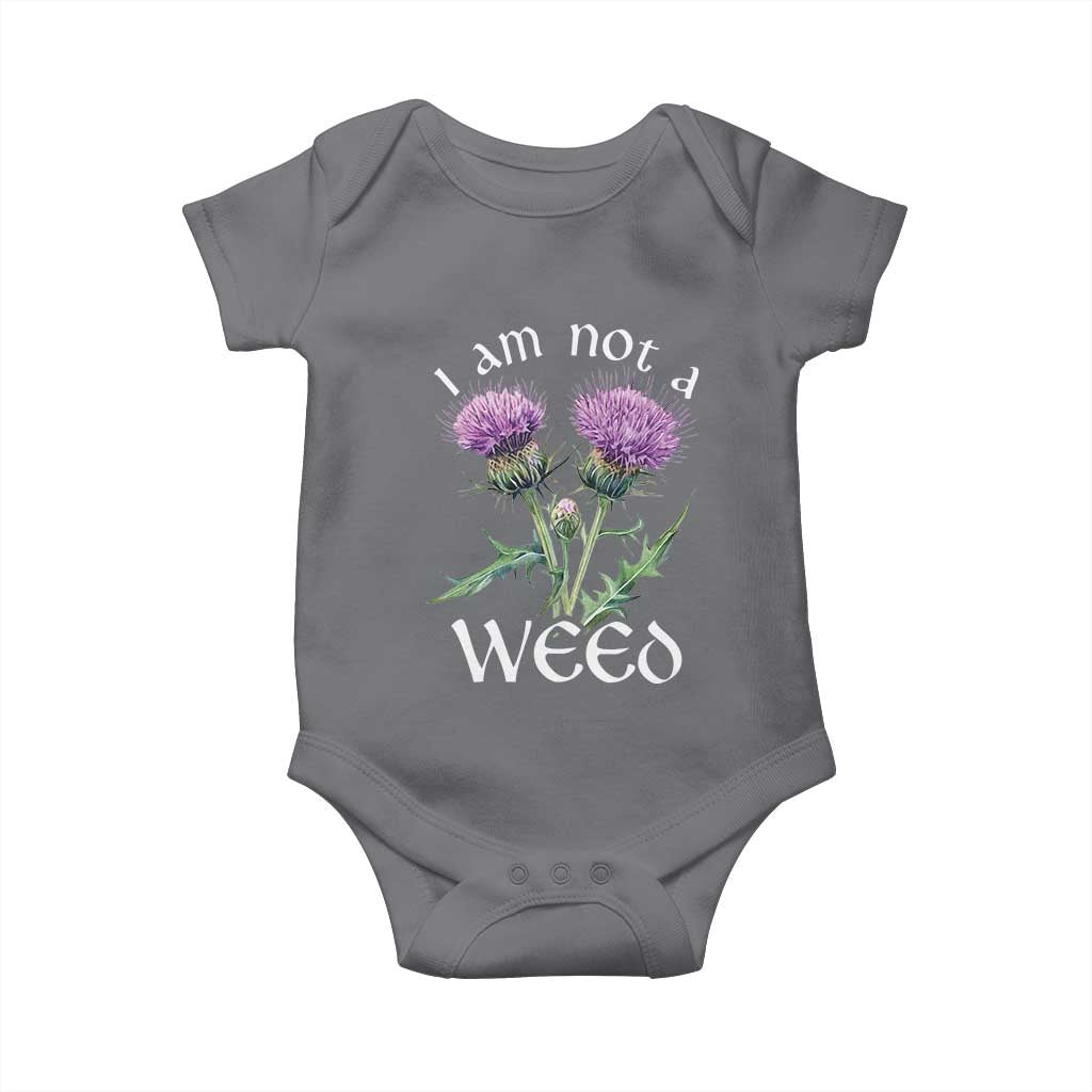 Funny Scottish Thistle I Am Not A Weed Baby Onesie TS11 Charcoal Print Your Wear