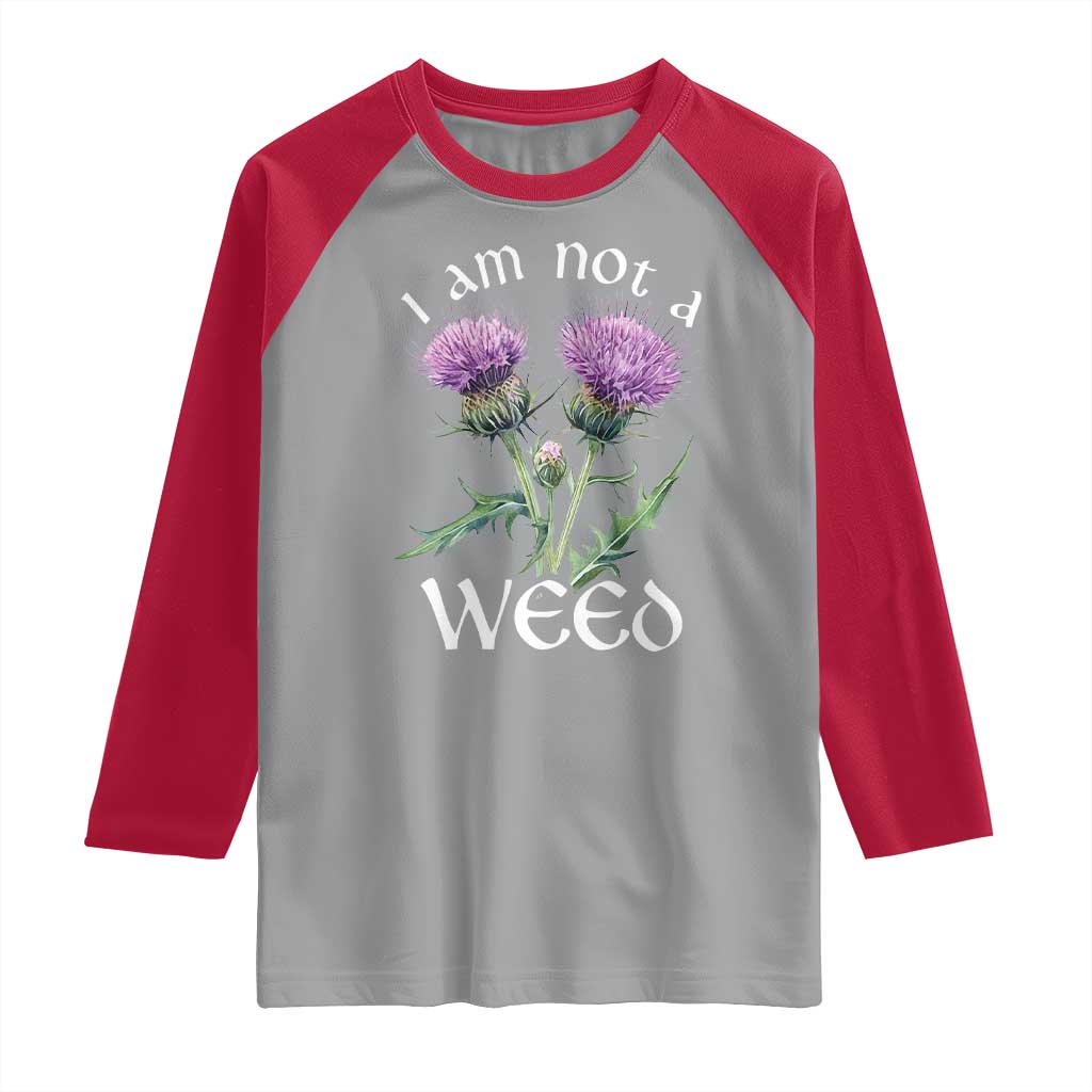 Funny Scottish Thistle I Am Not A Weed Raglan Shirt TS11 Sport Gray Red Print Your Wear