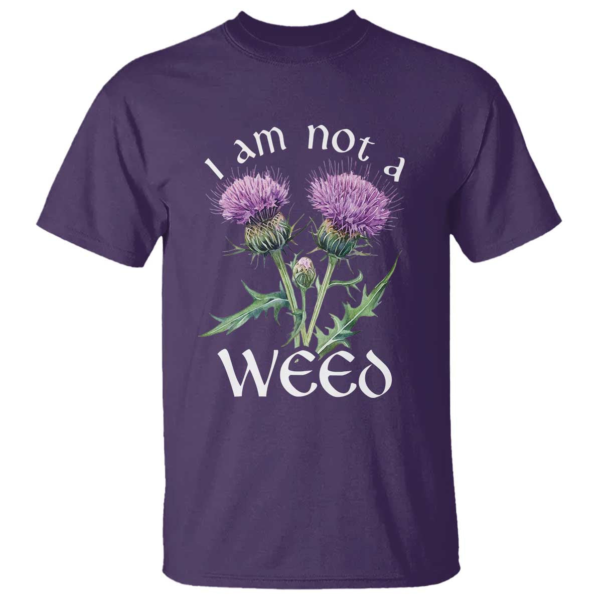 Funny Scottish Thistle I Am Not A Weed T Shirt TS11 Purple Print Your Wear