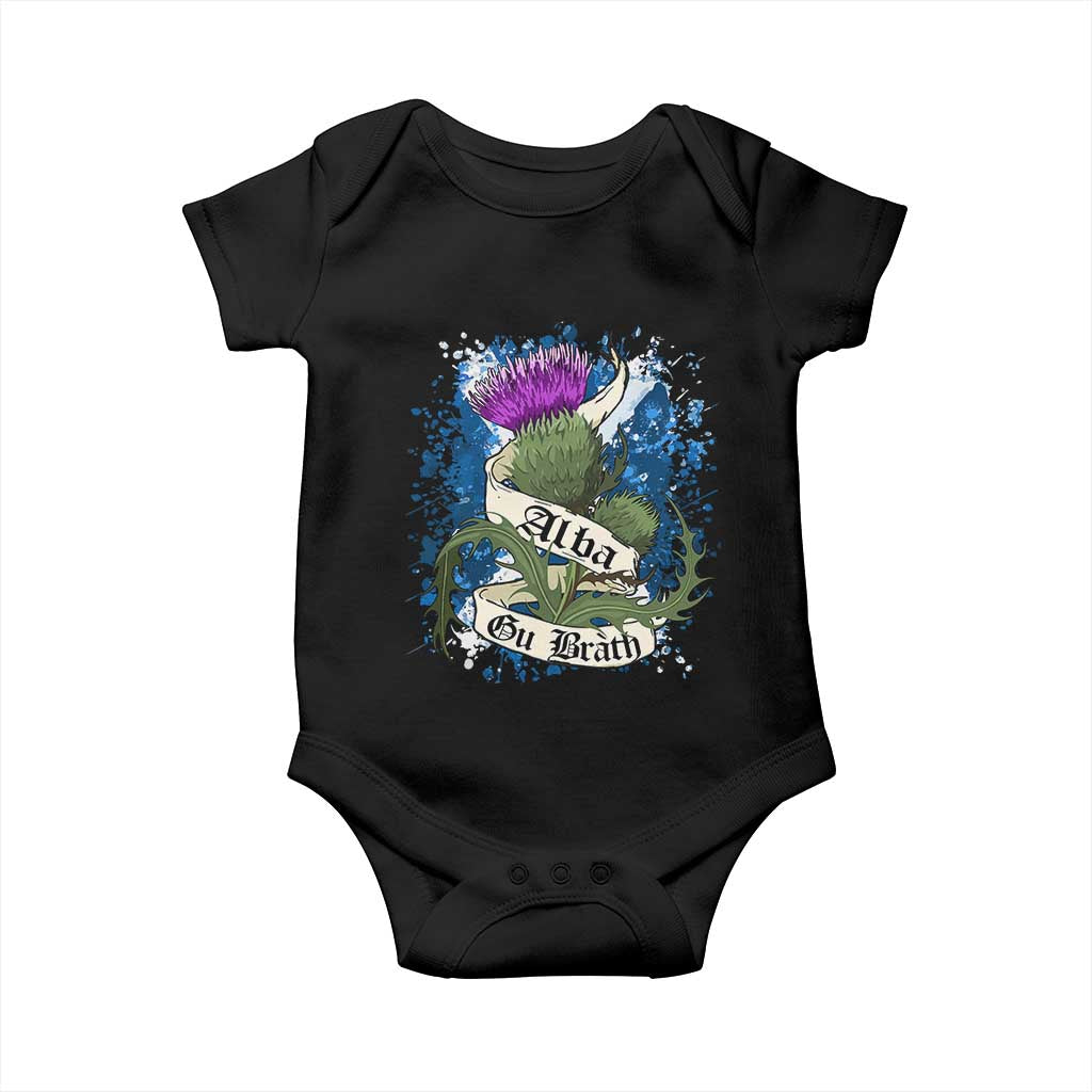 Alba Gu Brath Baby Onesie Vintage Thistle Flower Scottish Scotland Flag Saltire TS11 Black Print Your Wear