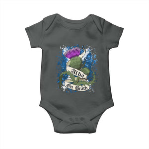 Alba Gu Brath Baby Onesie Vintage Thistle Flower Scottish Scotland Flag Saltire TS11 Dark Heather Print Your Wear