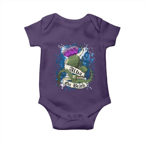 Alba Gu Brath Baby Onesie Vintage Thistle Flower Scottish Scotland Flag Saltire TS11 Purple Print Your Wear