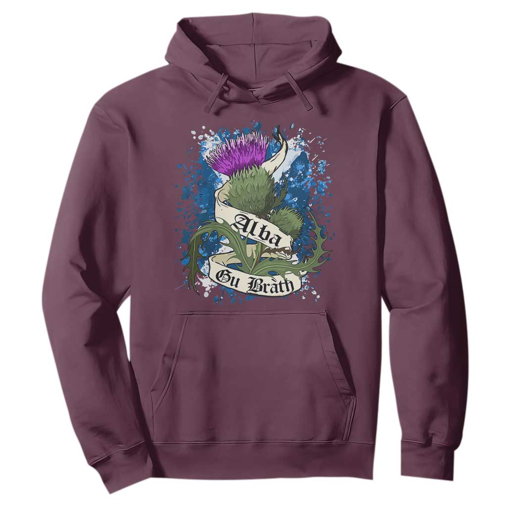 Alba Gu Brath Hoodie Vintage Thistle Flower Scottish Scotland Flag Saltire TS11 Maroon Print Your Wear