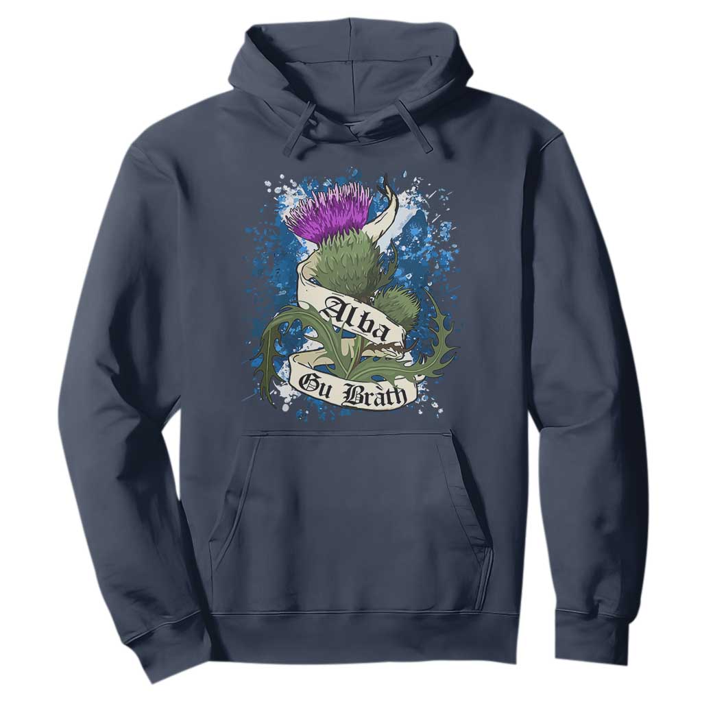 Alba Gu Brath Hoodie Vintage Thistle Flower Scottish Scotland Flag Saltire TS11 Navy Print Your Wear