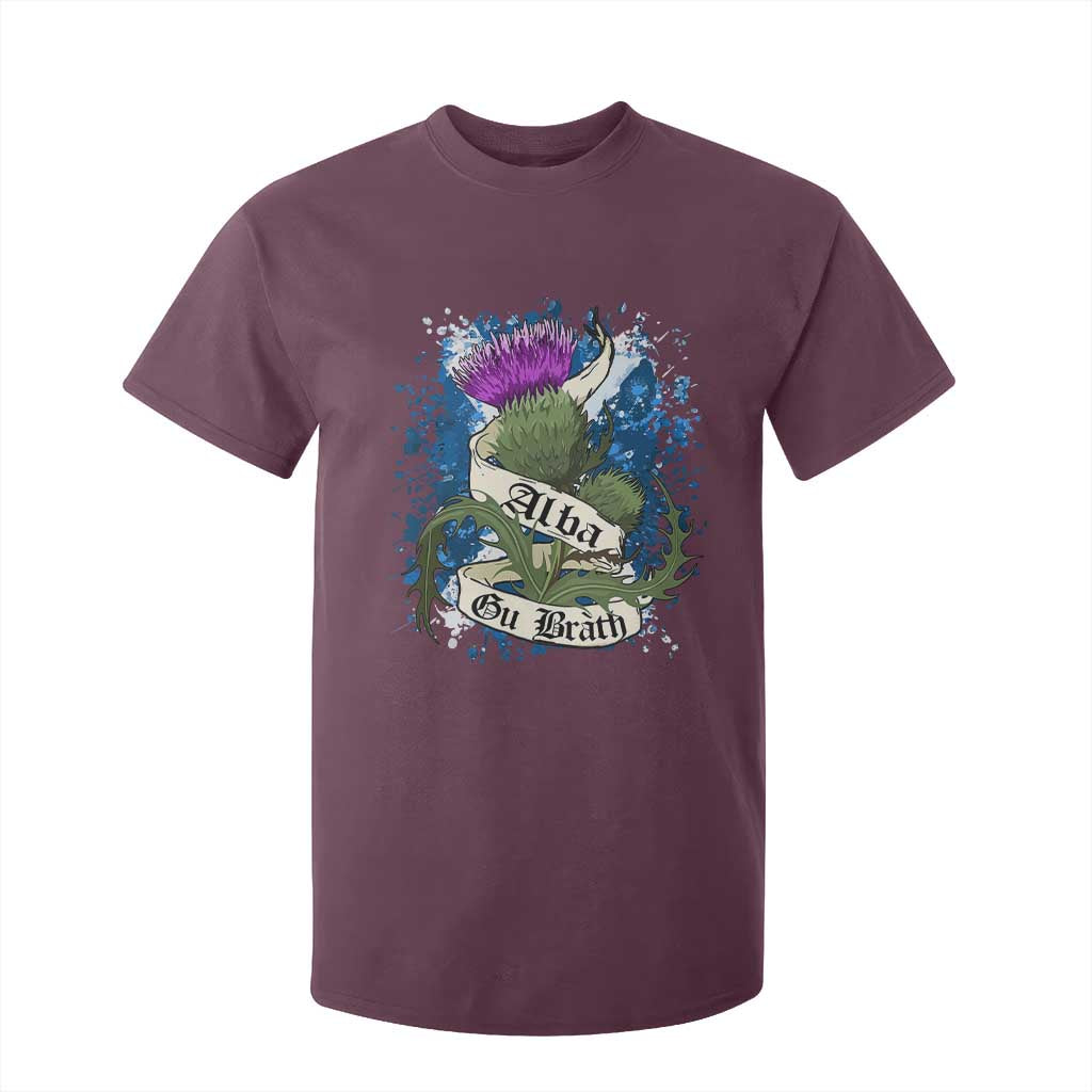 Alba Gu Brath T Shirt For Kid Vintage Thistle Flower Scottish Scotland Flag Saltire TS11 Maroon Print Your Wear