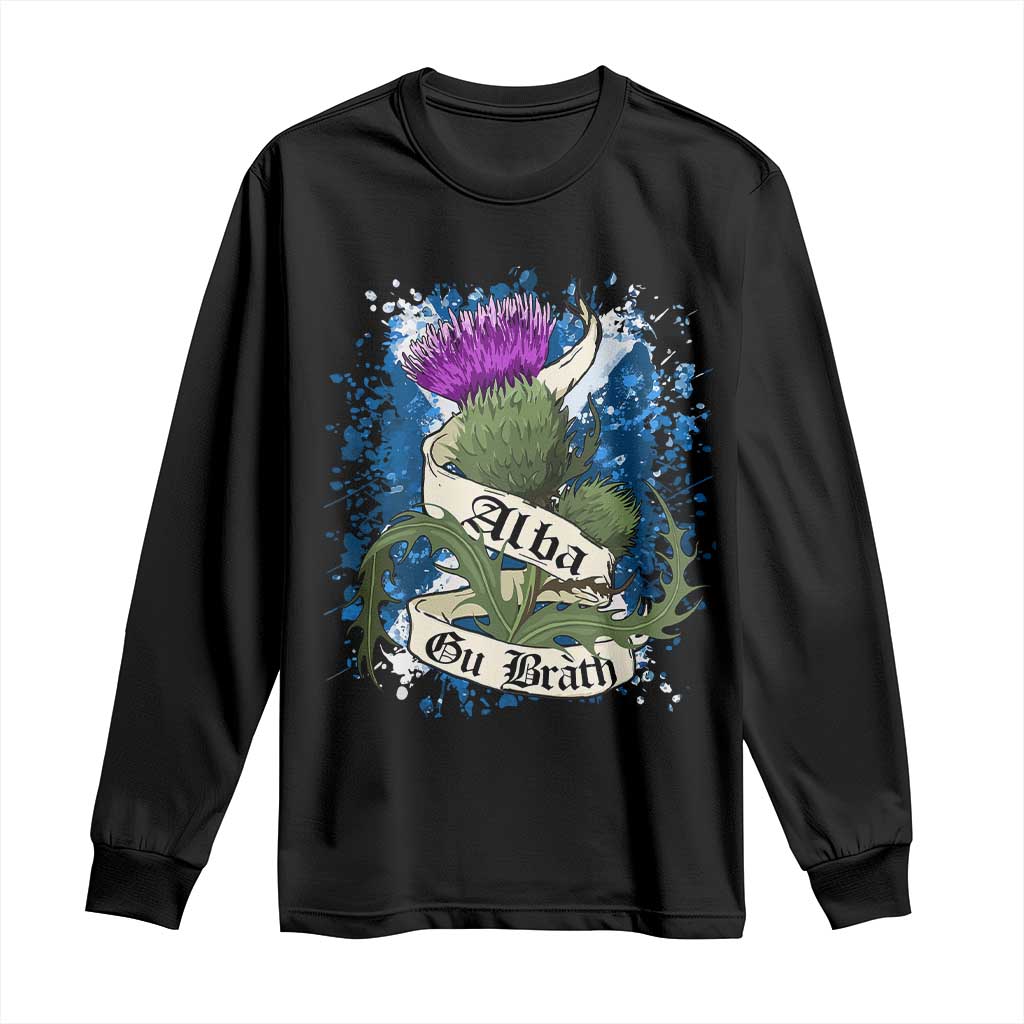 Alba Gu Brath Long Sleeve Shirt Vintage Thistle Flower Scottish Scotland Flag Saltire TS11 Black Print Your Wear